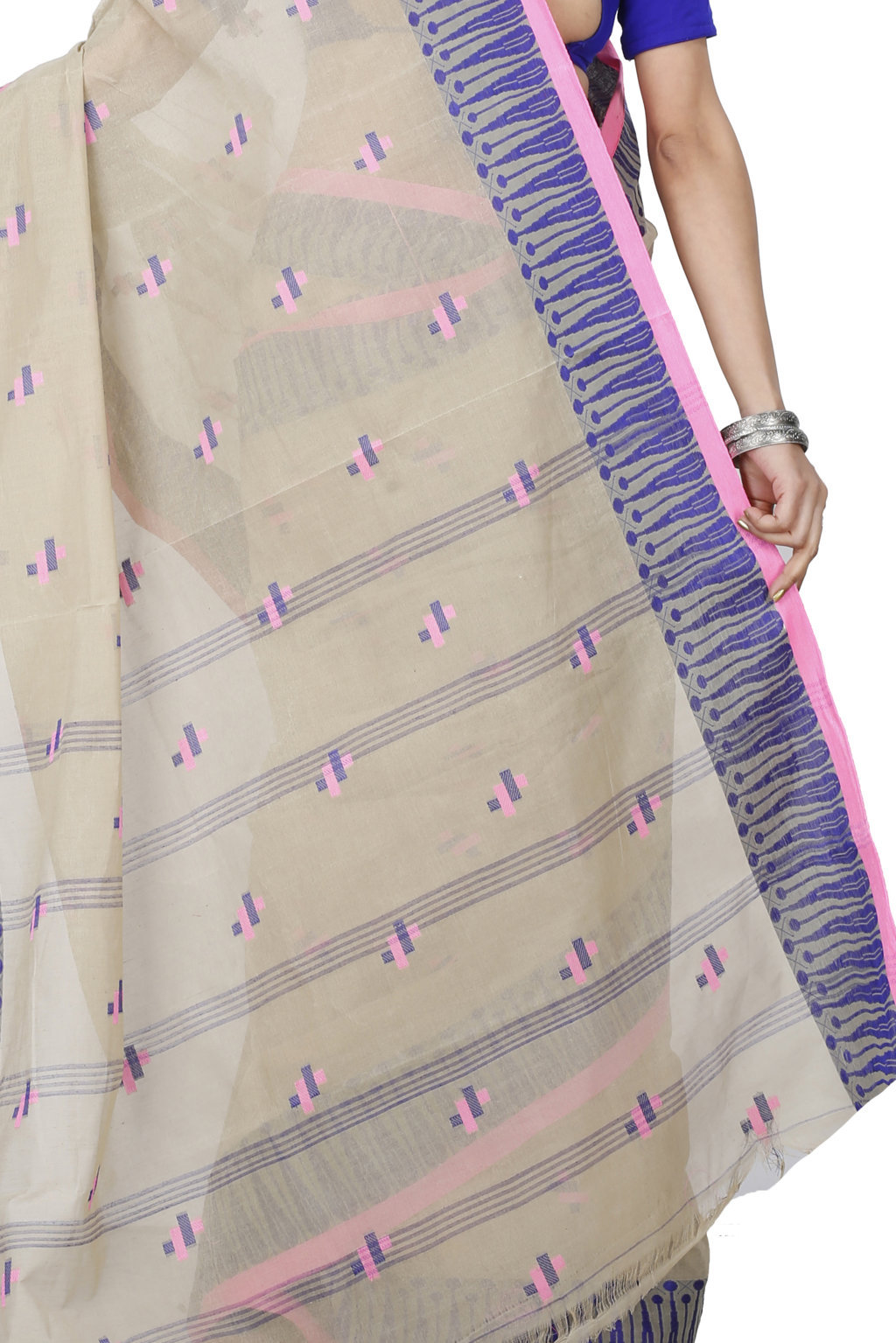 Grey Pure Cotton Simar Tant Saree (1040)